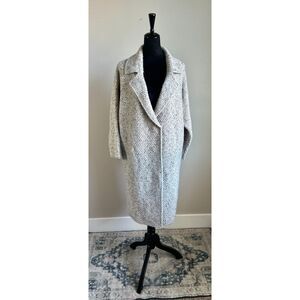 LOOK by M Women's Grey Cocoon Long Sleeve Collared Duster Sweater Cardigan OS
